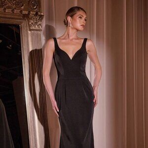 New Formal Sleeveless Sheath Glitter Crepe Gown w/ Removable Jacket CD J881